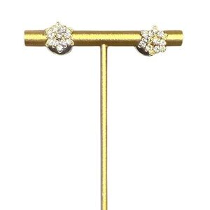 Vintage Gold CZ Floral Stud Pierced Earrings